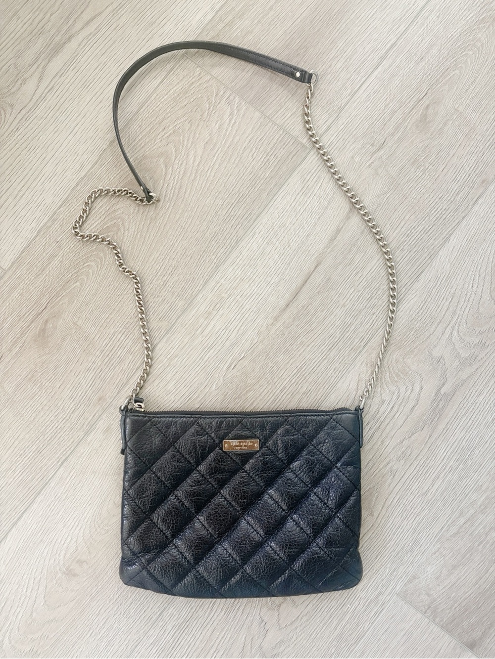 Kate Spade Black Quilted Crossbody Bag with Chain Strap